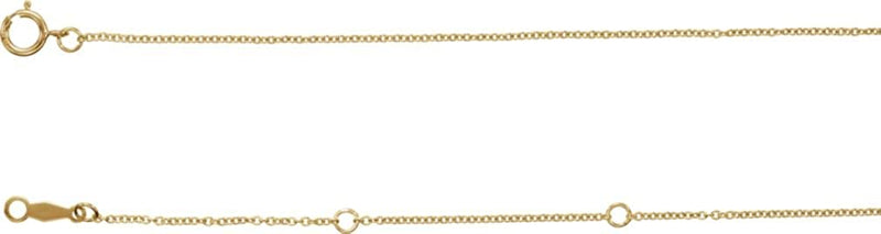 14k Yellow Gold 1mm Solid Cable Chain Necklace, 16"
