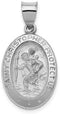 Rhodium-Plated 14k White Gold St. Christopher Medal Pendant (22X14MM)