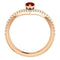 Chatham Created Ruby Pear and Diamond Chevron 14k Rose Gold Ring (.145 Ctw,G-H Color, I1 Clarity)