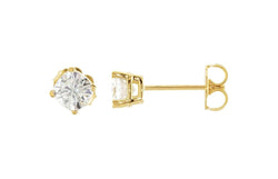 Charles and Clovard 14k Yellow Gold Antique Square Moissanite Solitaire Earrings