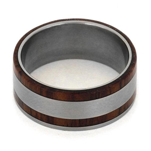 Honduran Rosewood 9mm Matte Titanium Comfort-Fit Wedding Ring