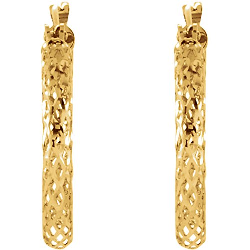 Pierced Diamond Cut Hoop Earrings, 14k Yellow Gold