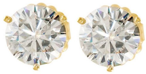 4 Cttw Charles and Clovard 14k Yellow Gold Moissanite Solitaire Earrings