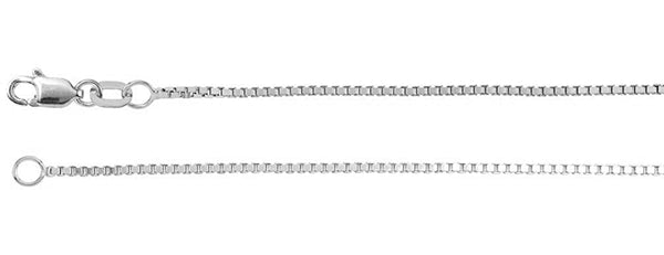 1mm 14k White Gold Box Chain, 16"