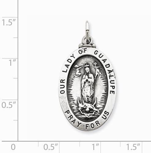 Sterling Silver Our Lady of Guadalupe Medal (33X18MM)