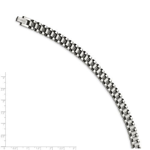 Men's Brushed and Polished Stainless Steel 10mm Bracelet, 8.5"