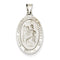 Rhodium Plated 14k White Gold Polished And Satin St. Christopher Medal Pendant (26X16MM)