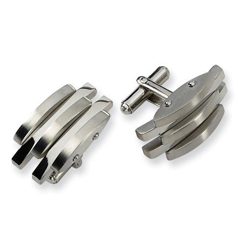 Stainless Steel Satin-Brushed Cuff Links, 14X27MM