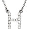 Diamond Initial 'H' Rhodium Plate 14K White Gold (1/6 Cttw, GH Color, l1 Clarity), 16.25"