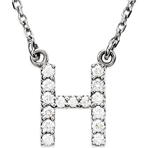 Diamond Initial 'H' Rhodium Plate 14K White Gold (1/6 Cttw, GH Color, l1 Clarity), 16.25"