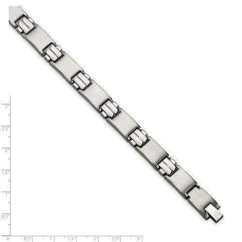 Men's Brushed and Polished Stainless Steel 10mm Link Bracelet, 8.5"