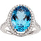 7.50 Ct Swiss Blue Topaz and 1/2 Ctw Diamond Ring in 14k White Gold, (GH, I1, .50 Ctw), Size 7