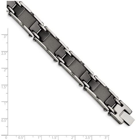 Men's Stainless Steel and Ceramic Black Mesh Link Bracelet, 8.25 Inches