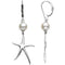 Freshwater Cultured White Pearl Starfish Earrings, 7MM - 7.50 MM, Sterling Silver