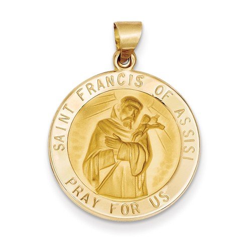 14k Yellow Gold St. Francis Of Assisi Medal Pendant (24X22MM)