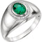 Men's Chatham Created Emerald and Diamond Ring, Rhodium-Plated 14k White Gold (.125 Ctw, G-H Color, I1 Clarity) Size 11.75