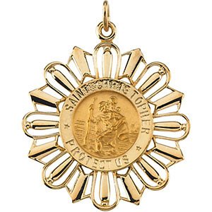 14k Yellow Gold St. Christopher Medal (30x26 MM)