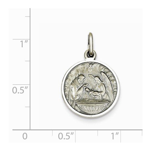 Sterling Silver Antiqued Baptism Medal (20X15MM)