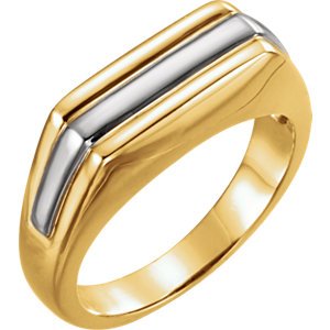 Men's Platinum and 18k Yellow Gold 7mm Flat Top Ring