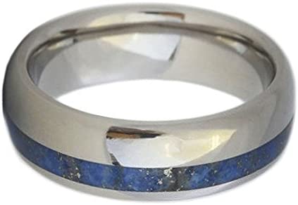 Lapis Lazuli Inlay 6mm Comfort Fit Titanium Wedding Band, Size 13.25