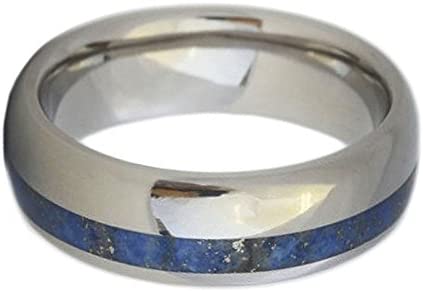 Lapis Lazuli Inlay 6mm Comfort Fit Titanium Wedding Band, Size 12