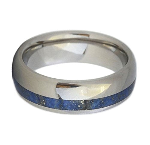 Lapis Lazuli Inlay 6mm Comfort Fit Titanium Wedding Band