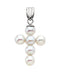 White Freshwater Cultured Pearl Cross 14k White Gold Pendant (4.5-5.0 MM)