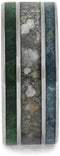 Crushed Turquoise, Pet Ashes, Green Box Burl 8mm Matte Titanium Comfort-Fit Band, Size 7.25