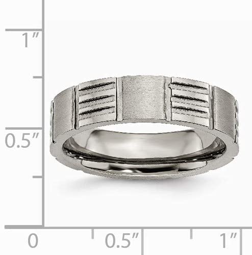 Satin-Brushed, Grey Titanium Notched 6mm Wedding Band, Size 11