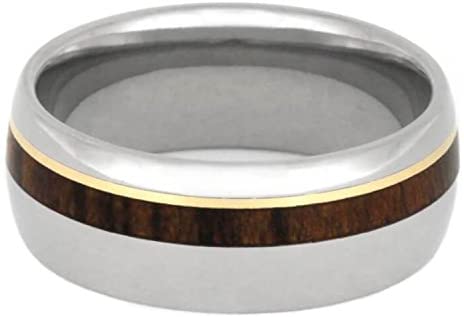 The Men's Jewelry Store (Unisex Jewelry) Ironwood, 10k Yellow Gold 8mm Titanium Comfort-Fit Band, Size 14.5