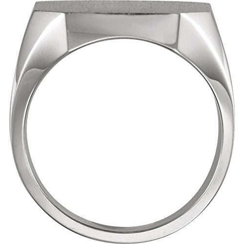 Men's Brushed Finish Signet Ring, 14k White Gold, Size 10 (20X18MM)