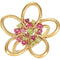 14k Yellow Gold, Pink Tourmaline and Arizona Peridot Flower Ring, Size 7