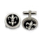 Grey Titanium with Black Enamel Fleur De Lis Round Cuff Links,19MM