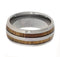 Koa Wood Pinstripes 7.5mm Comfort Fit Polished Titanium Band