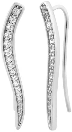 CZ Ear Climbers, Rhodium Plated Sterling Silver