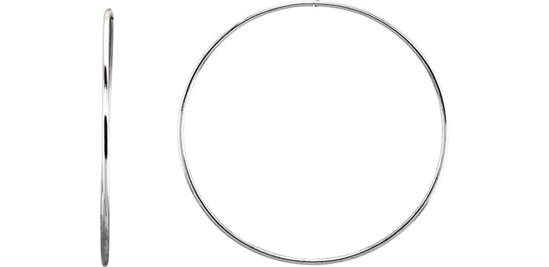 Endless Hoop Tube Earrings, Sterling Silver (69mm)
