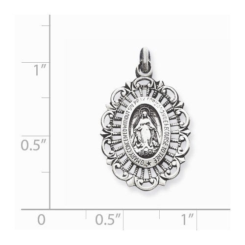 Sterling Silver Antiqued Miraculous Medal(27X15MM)