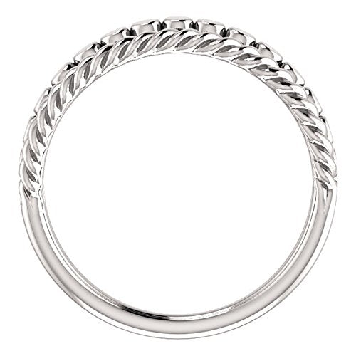 Platinum Rope Trim and Flat Granulated Bead Twin Stacking Ring