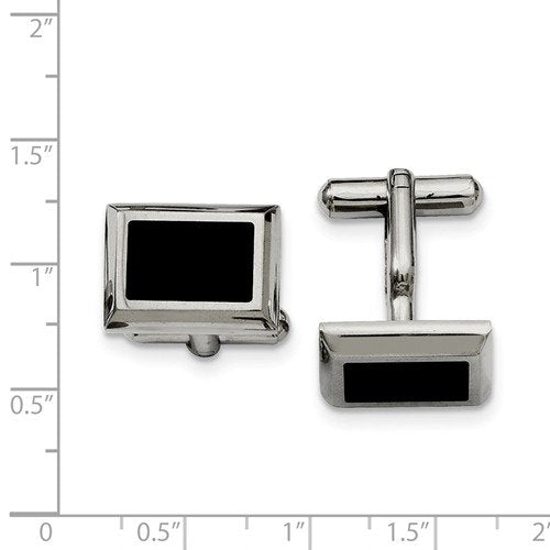 Black IP-Plated Stainless Steel Rectangle Cuff Links, 15X18MM