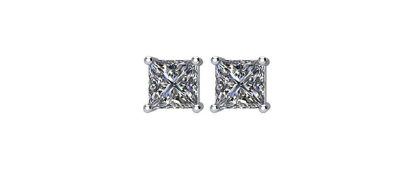 1/2 Ct 14k White Gold Princess Cut Diamond Stud Earrings (.52 Cttw, GH Color, SI2-SI3 Clarity)