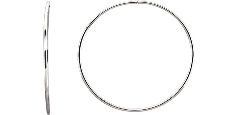 Endless Hoop Tube Earrings, Sterling Silver (35mm)