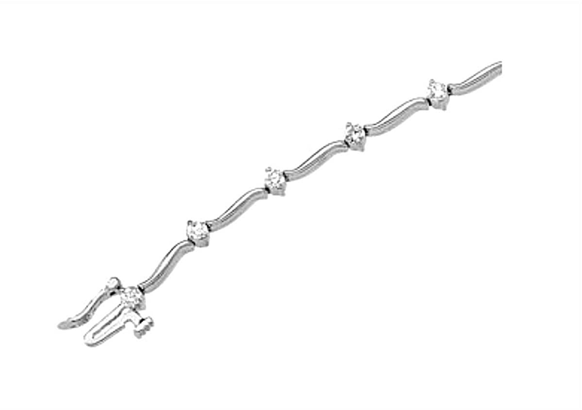 Petite Diamond Line Bracelet, Rhodium-Plated 14k White Gold, 7" (1 Cttw, GH Color, I1 Clarity)