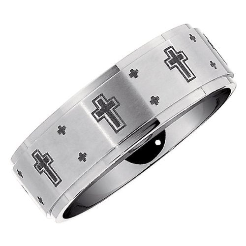 8mm Comfort Fit Titanium Cross Band, Sizes 8 to 14