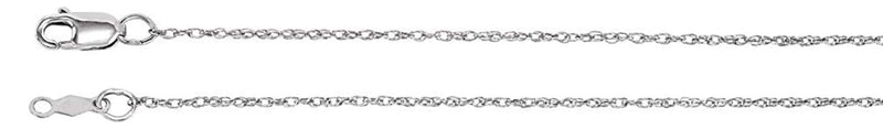 1mm 14k White Gold Rope Chain, 24"