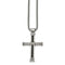 Edward Mirell Stainless Steel and Black Memory Cable Cross Necklace, 20"