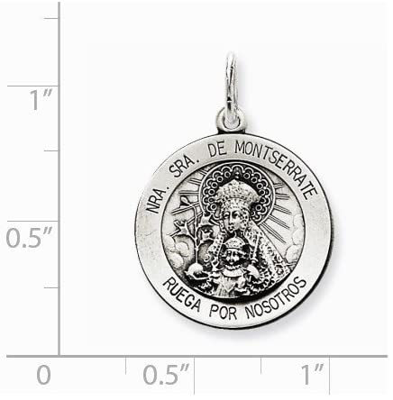 Sterling Silver Antiqued Lady of Montserrate Medal (26X16MM)