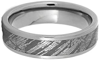 Gibeon Meteorite Inlay 5mm Comfort Fit Titanium Wedding Band, Size 4.5