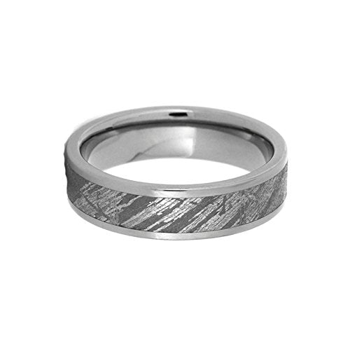 Gibeon Meteorite Inlay 5mm Comfort Fit Titanium Wedding Band, Size 11