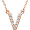 14k Rose Gold Diamond Initial 'V' 1/8 Cttw Necklace, 16" (GH Color, I1 Clarity)