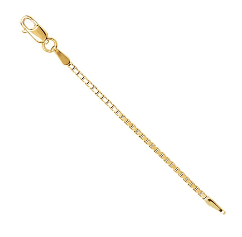 14k Yellow Gold 1.75mm Box Chain, Extender Safety Chain, 2.25"